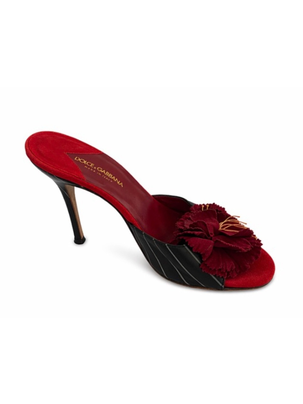 Dolce & Gabbana Red & Black Floral Mules Size 38/8 - Picture 3 of 7
